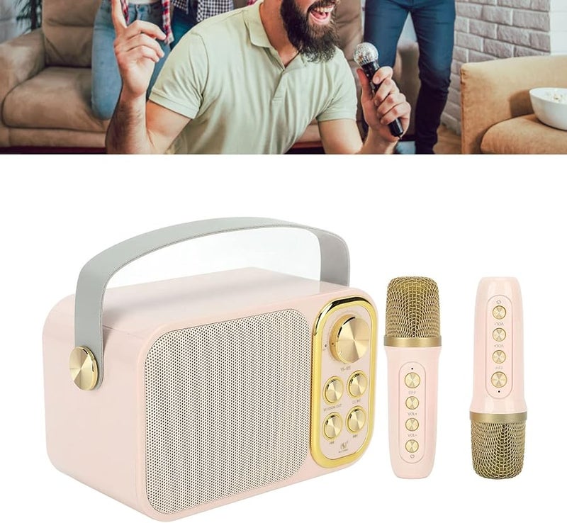 Pink Portable Karaoke Machine Outdoor Singing Party 5 Hours 6 Speech Effects - Image 3
